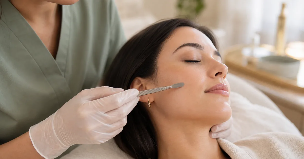 A professional dermaplaning treatment in a calm Northampton skincare studio
